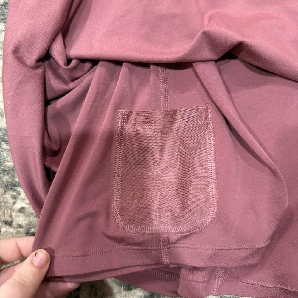 Girlfriend Collective work out Mini Dress in Mauve with shorts underneath - Picture 7 of 11